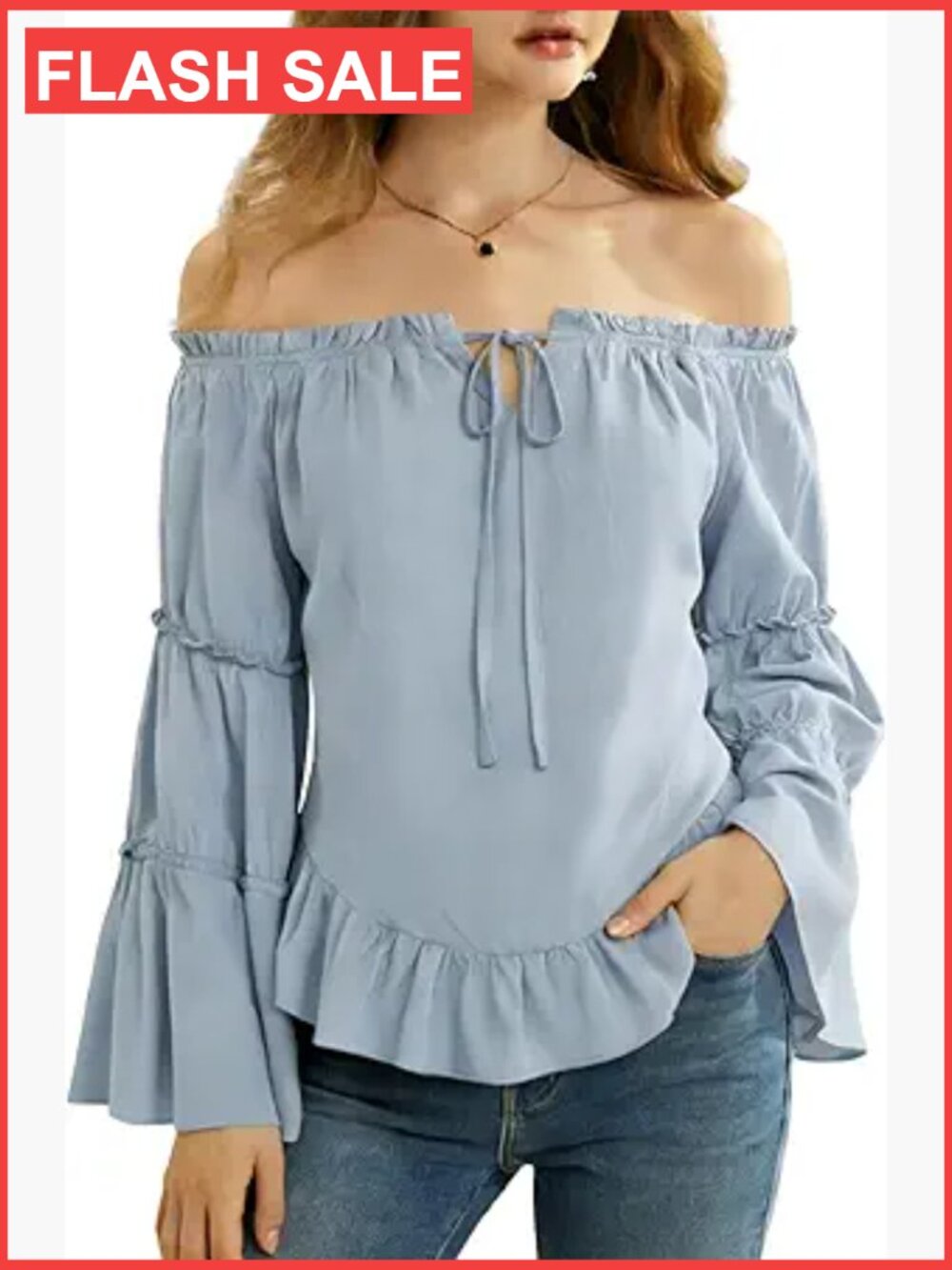 Bell Sleeve Off Shoulder Peasant Blouse Renaissance Top